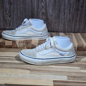 Vans Skate Old Skool Off White Suede Canvas Skateboarding Shoes‎ Men's 6.5 Cream